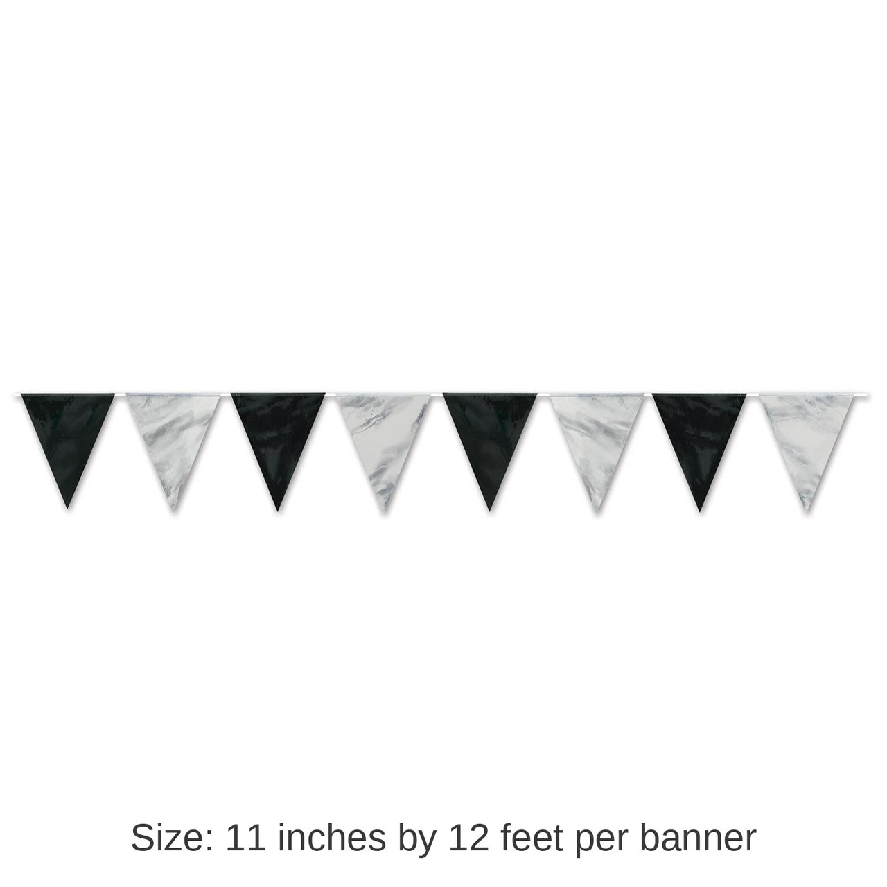 12 Pack Bulk Black/Silver Party Pennant Banner