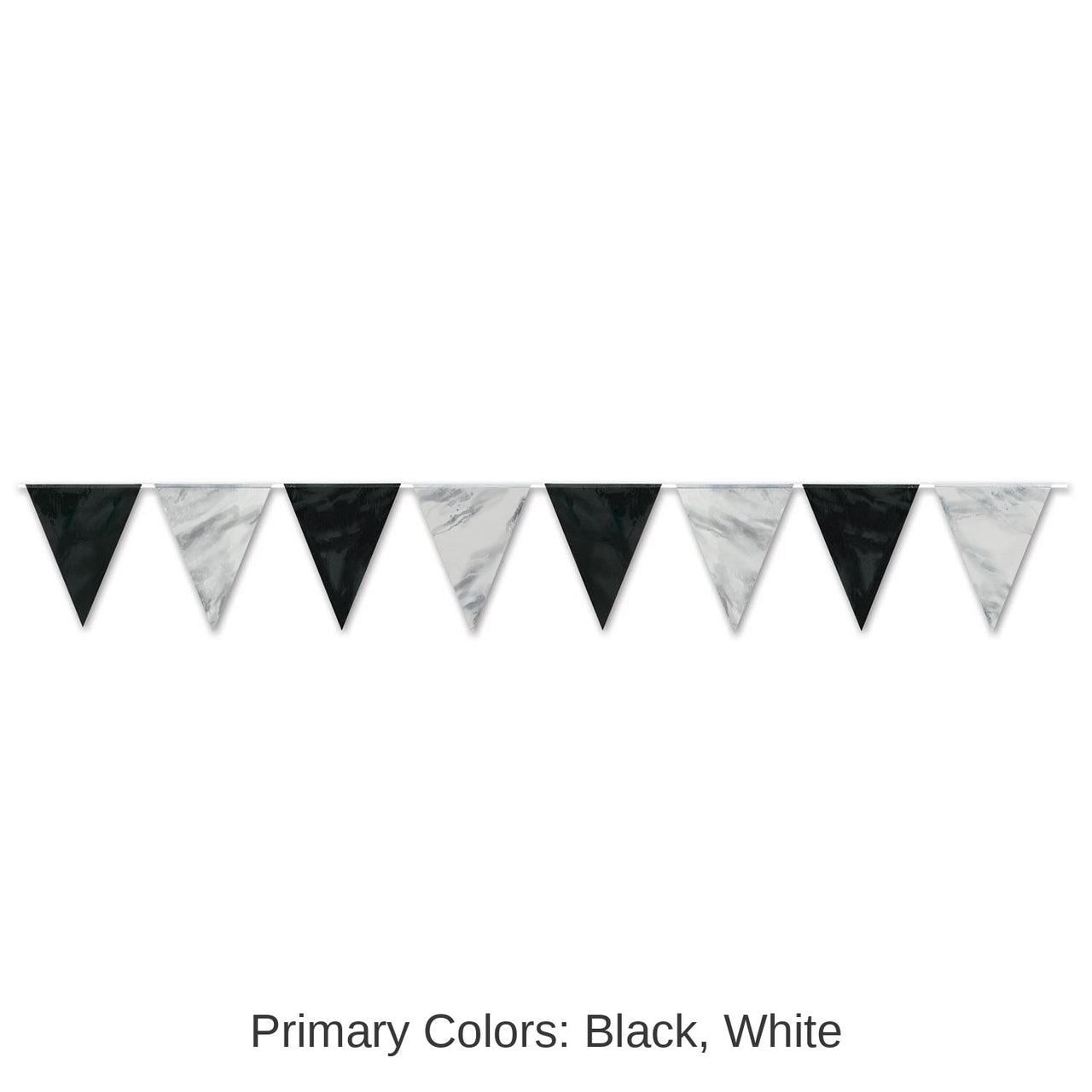 12 Pack Bulk Black/Silver Party Pennant Banner