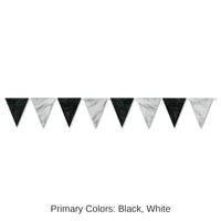 12 Pack Bulk Black/Silver Party Pennant Banner