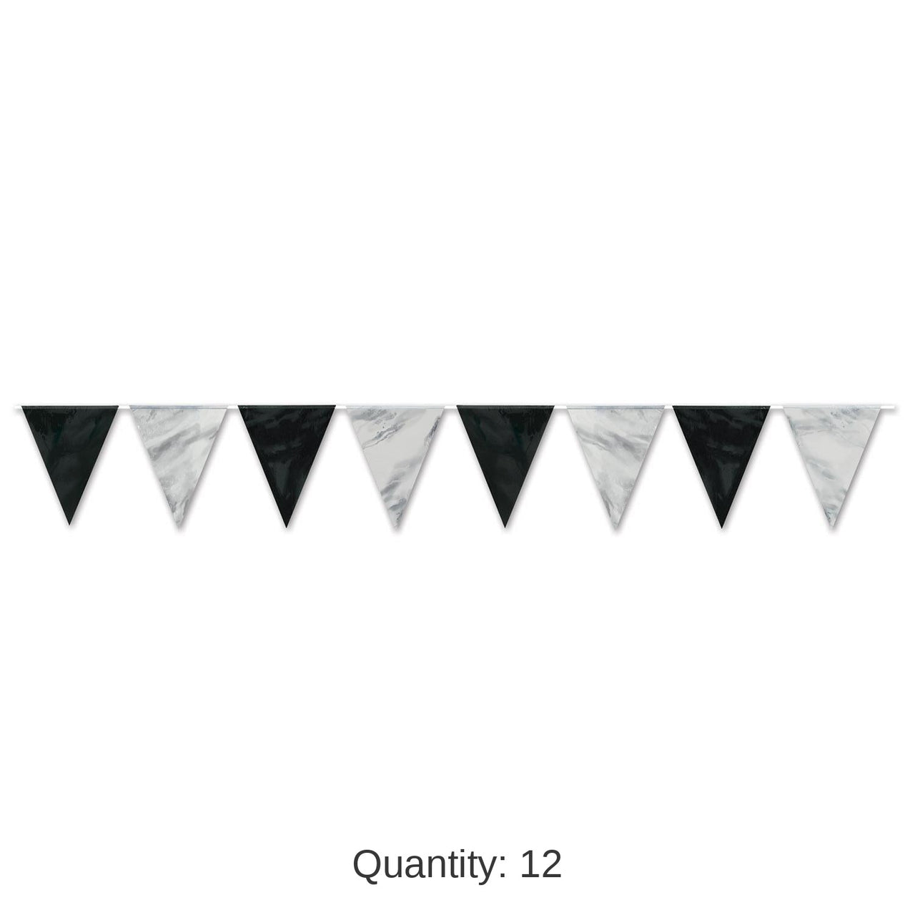 12 Pack Bulk Black/Silver Party Pennant Banner