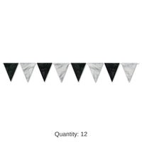 12 Pack Bulk Black/Silver Party Pennant Banner