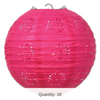 18 Pack Bulk Party Lace Paper Lanterns cerise