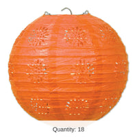 18 Pack Bulk Party Lace Paper Lanterns orange