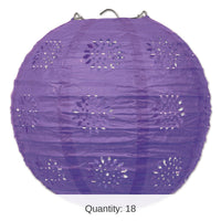 18 Pack Bulk Party Lace Paper Lanterns purple
