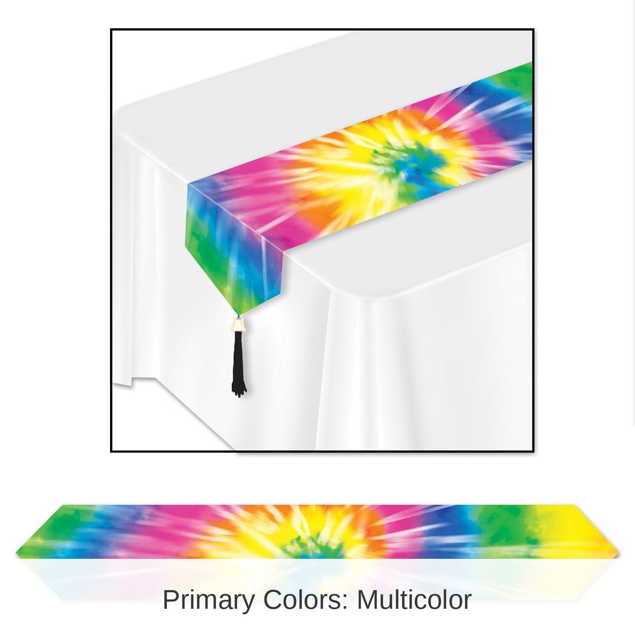 12 Pack Bulk Printed Tie-Dyed Party Paper Table Runner