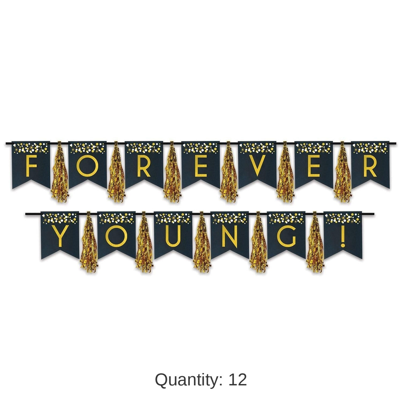 12 Pack Bulk Forever Young! Tassel Streamer