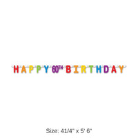 12 Pack Bulk Happy 60th Birthday Party Streamer