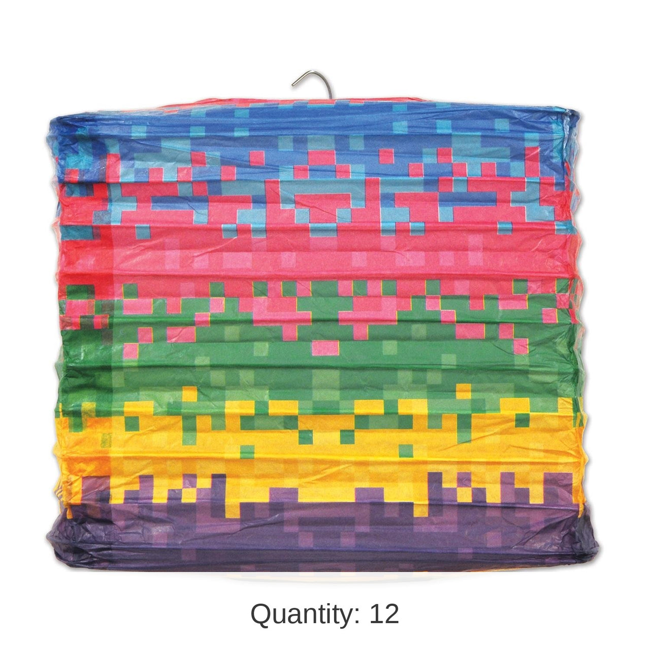 12 Pack Bulk 8-Bit Square Party Paper Lantern