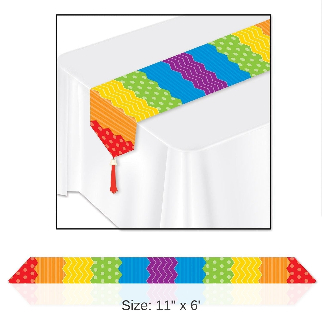 12 Pack Bulk Printed Dots/Stripes Paper Table Runner