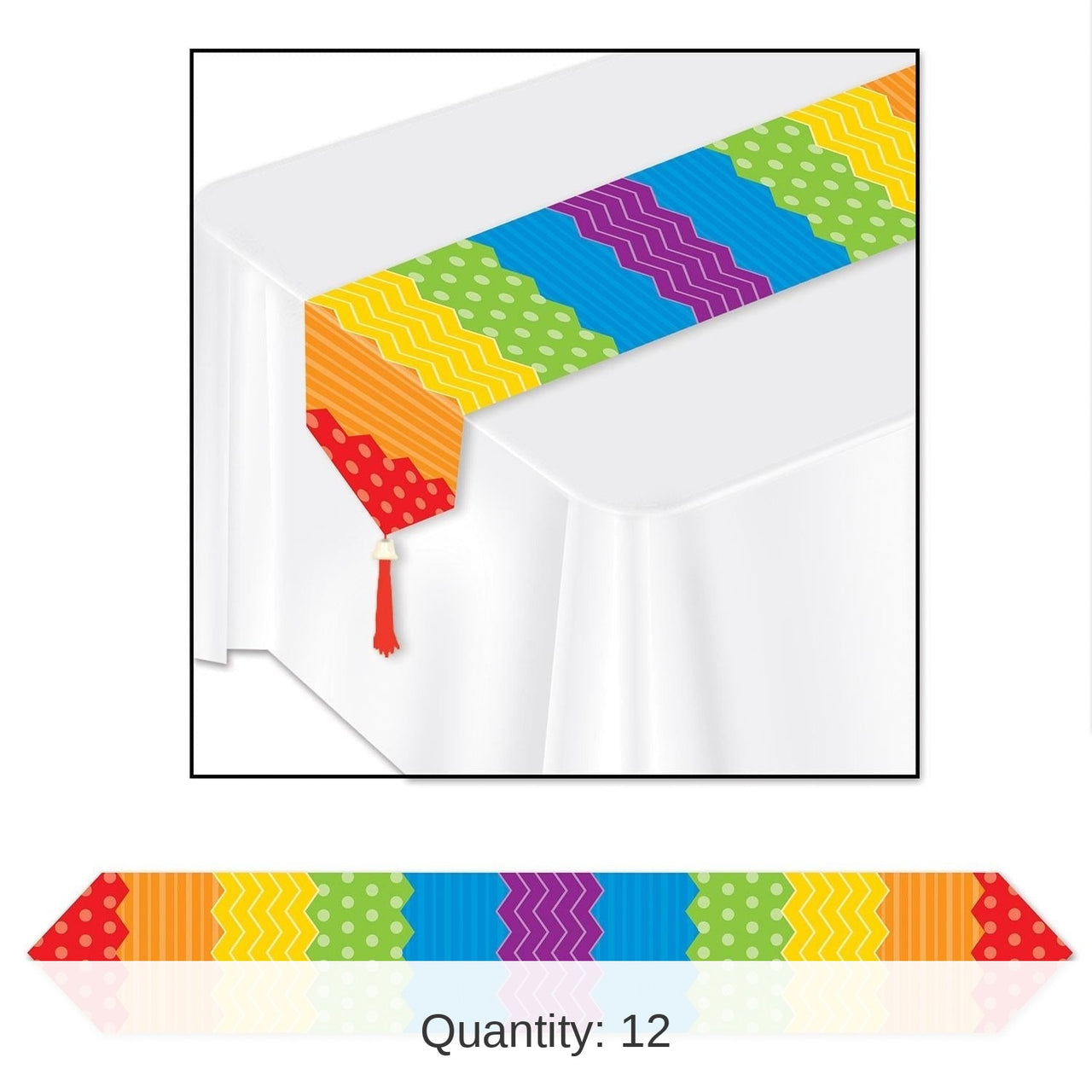12 Pack Bulk Printed Dots/Stripes Paper Table Runner
