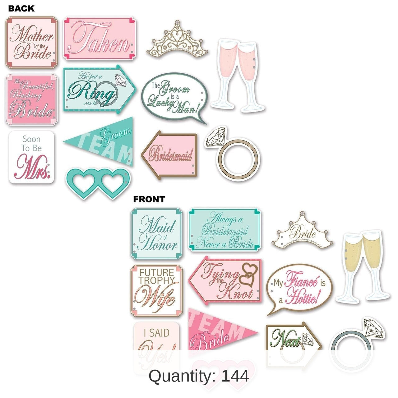 144 Pack Bulk Wedding Shower Photo Fun Signs