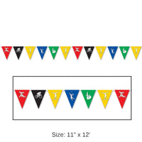 12 Pack Bulk Summer Sports Party Pennant Banner