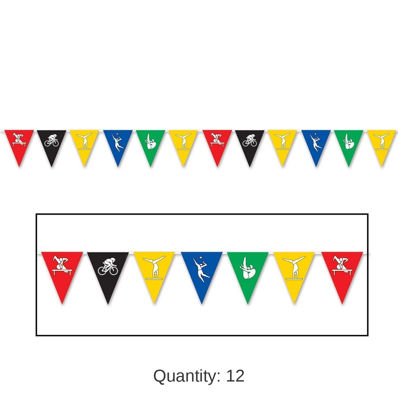 12 Pack Bulk Summer Sports Party Pennant Banner