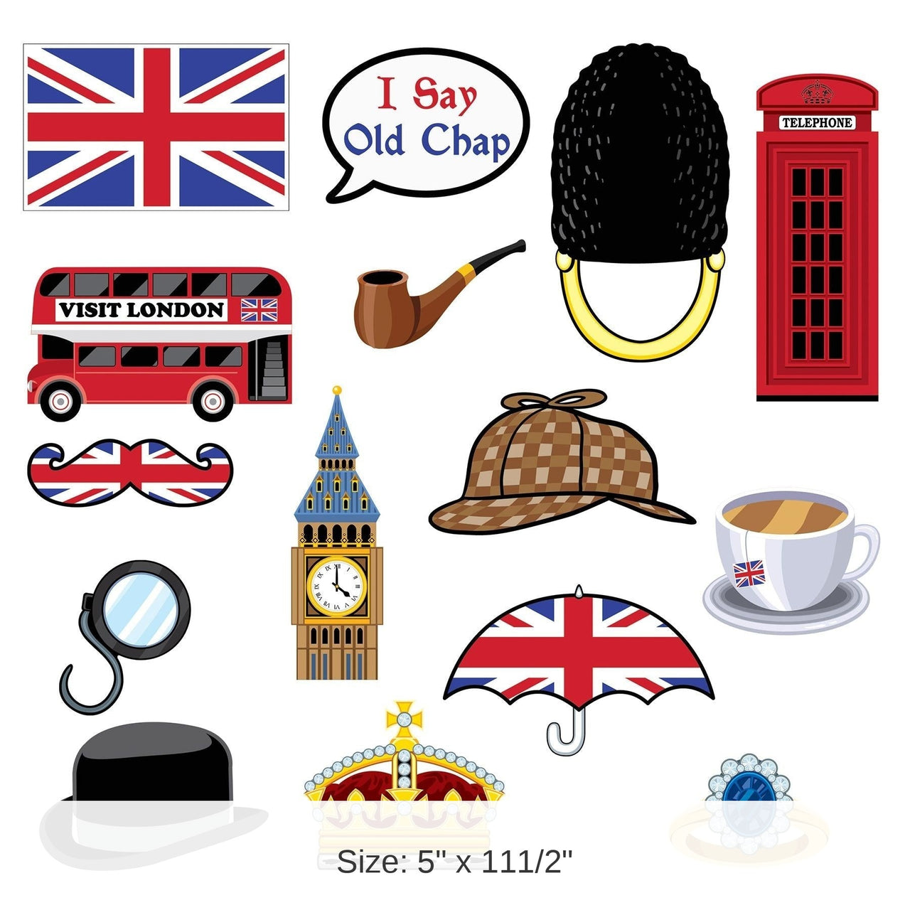 180 Piece Bulk British Party Photo Fun Signs
