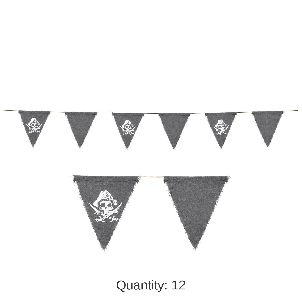 12 Pack Bulk Pirate Fabric Party Pennant Banner
