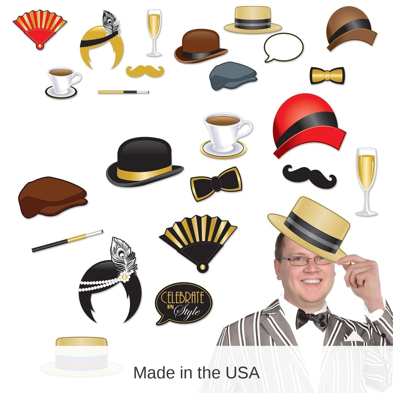 144 Pack Bulk Roaring 20's Party Photo Fun Signs