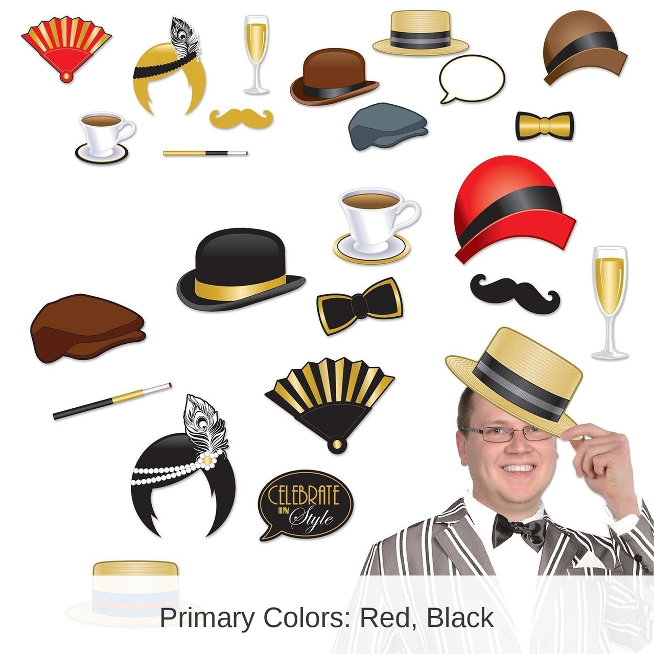 144 Pack Bulk Roaring 20's Party Photo Fun Signs