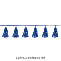 12 Pack Bulk Metallic Party Tassel Garland - blue