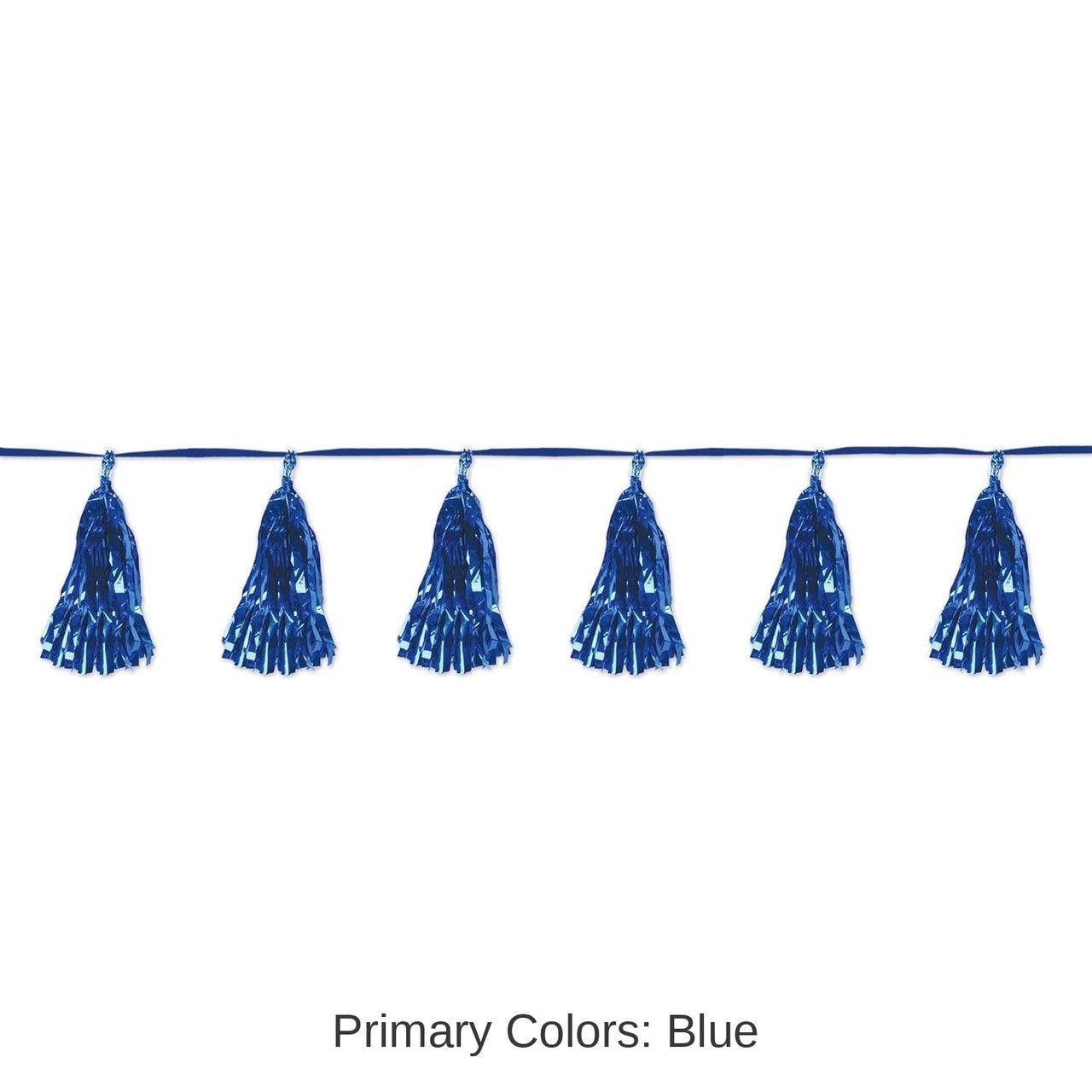 12 Pack Bulk Metallic Party Tassel Garland - blue