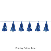 12 Pack Bulk Metallic Party Tassel Garland - blue