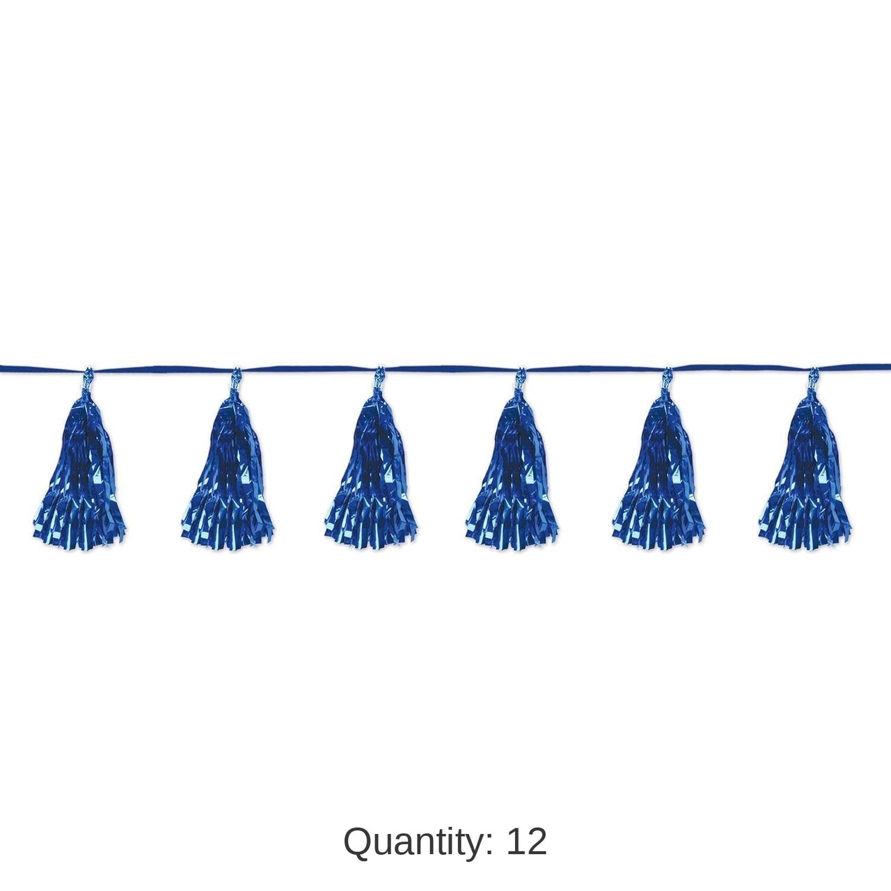12 Pack Bulk Metallic Party Tassel Garland - blue