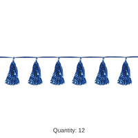 12 Pack Bulk Metallic Party Tassel Garland - blue