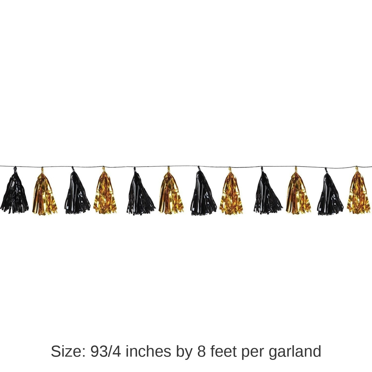 12 Pack Bulk Metallic Tassel Party Garland - black/gold