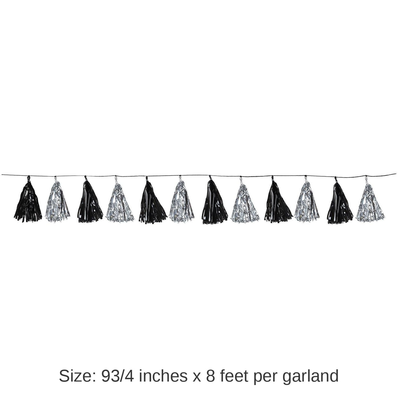 12 Pack Bulk Metallic Tassel Party Garland - black/silver