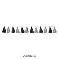12 Pack Bulk Metallic Tassel Party Garland - black/silver
