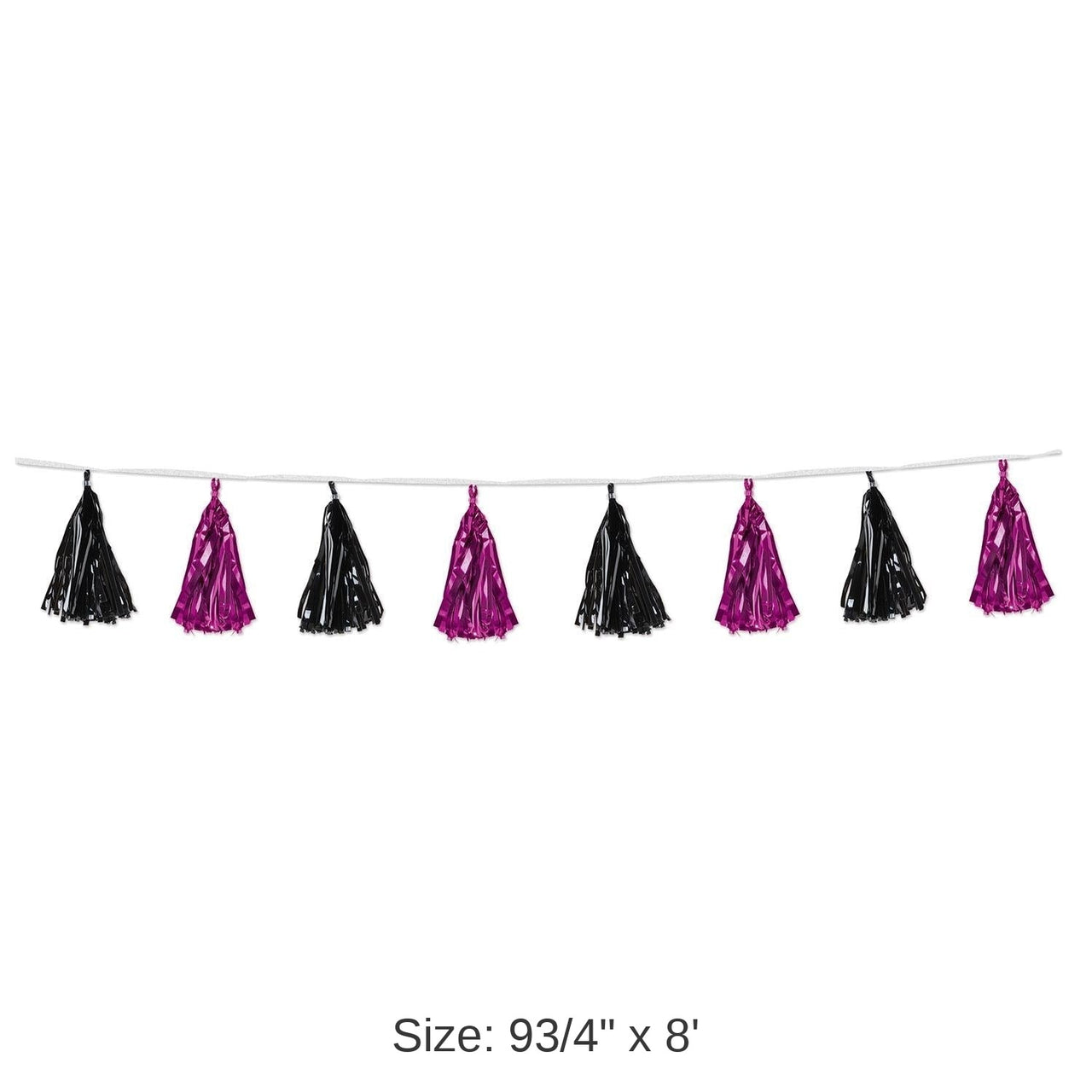 12 Pack Bulk Metallic Tassel Garland - cerise/black