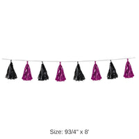 12 Pack Bulk Metallic Tassel Garland - cerise/black