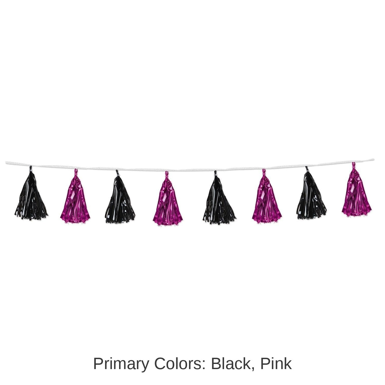 12 Pack Bulk Metallic Tassel Garland - cerise/black