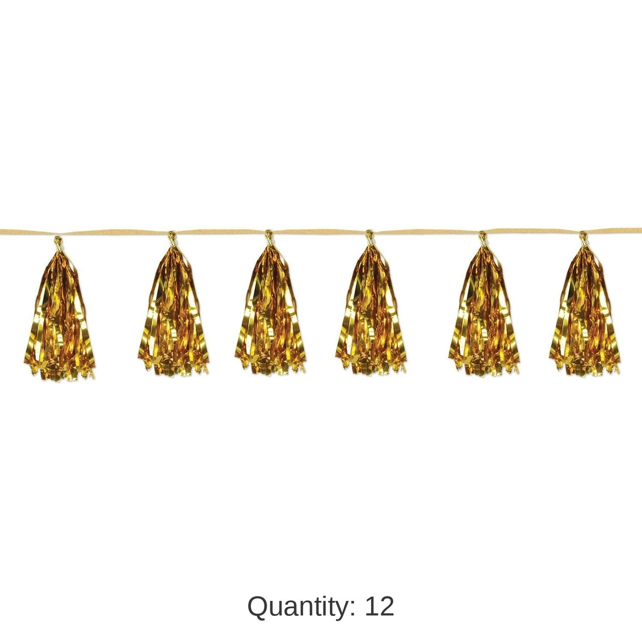 12 Pack Bulk Metallic Party Tassel Garland - gold