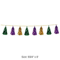 12 Pack Bulk Mardi Gras Metallic Tassel Garland - gold - green - purple