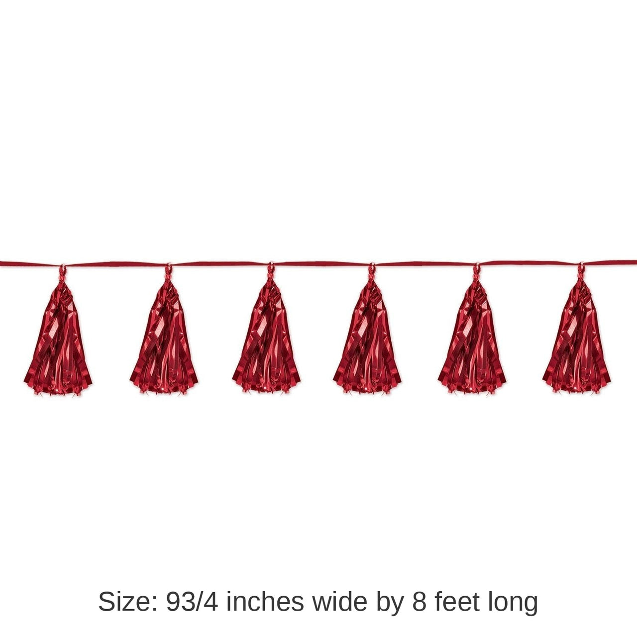12 Pack Bulk Metallic Party Tassel Garland - red