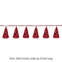 12 Pack Bulk Metallic Party Tassel Garland - red