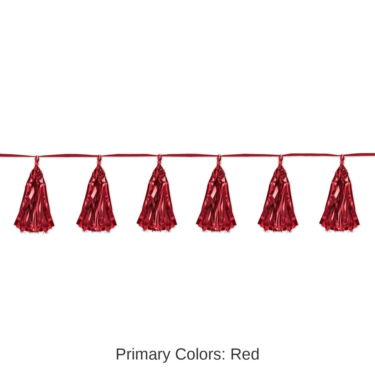 12 Pack Bulk Metallic Party Tassel Garland - red