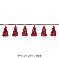 12 Pack Bulk Metallic Party Tassel Garland - red