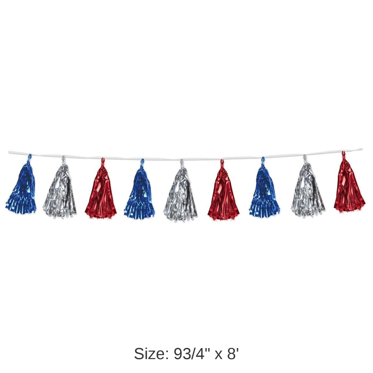 12 Pack Bulk Metallic Tassel Party Garland - red - silver - blue