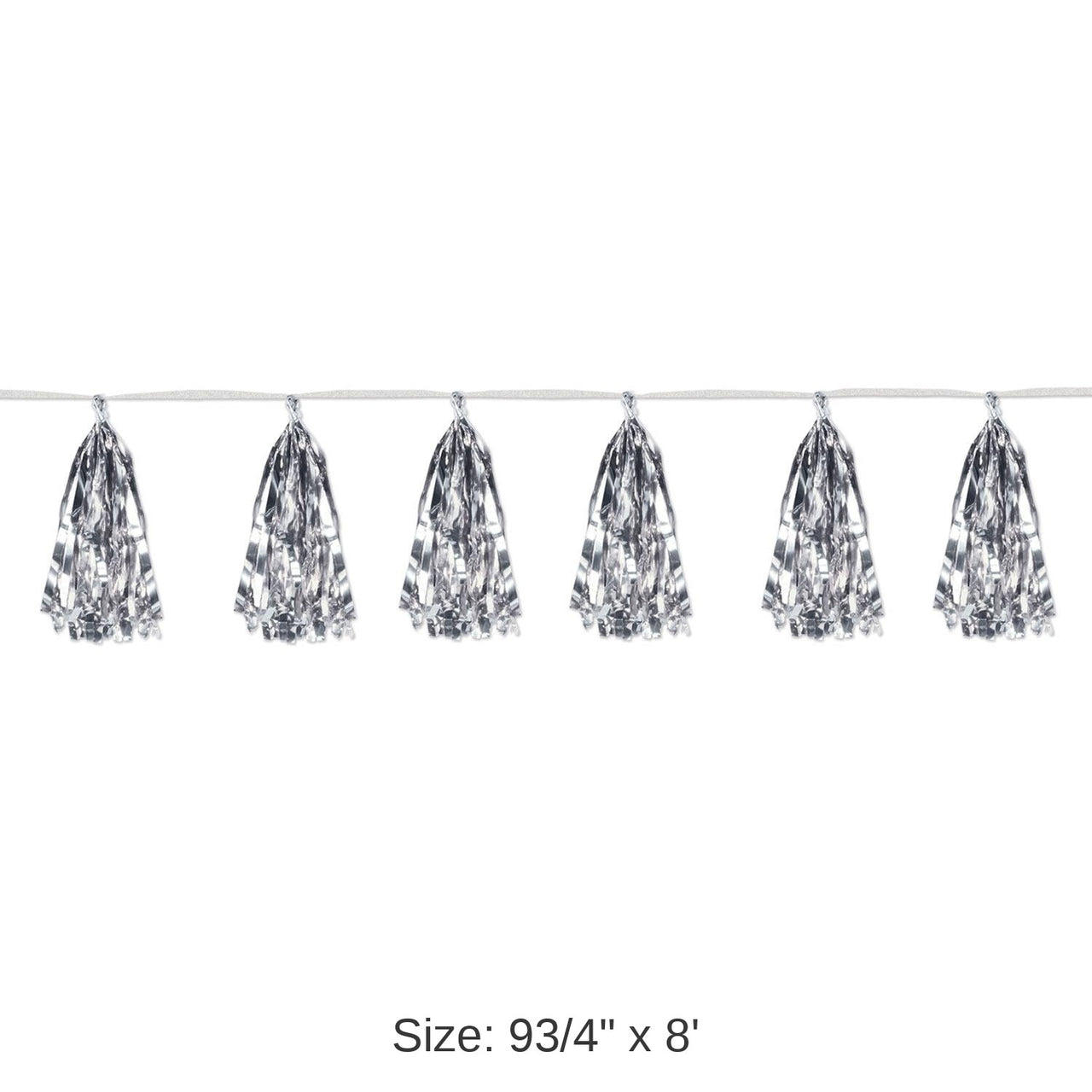 12 Pack Bulk Metallic Party Tassel Garland - silver