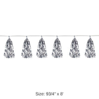 12 Pack Bulk Metallic Party Tassel Garland - silver
