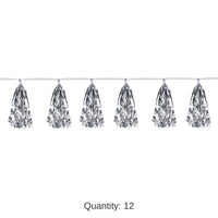 12 Pack Bulk Metallic Party Tassel Garland - silver