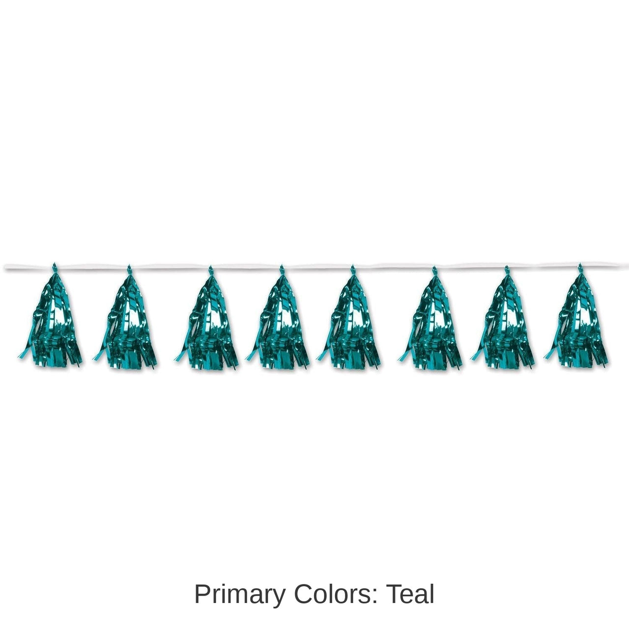 12 Pack Bulk Metallic Party Tassel Garland - Turquoise