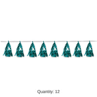 12 Pack Bulk Metallic Party Tassel Garland - Turquoise