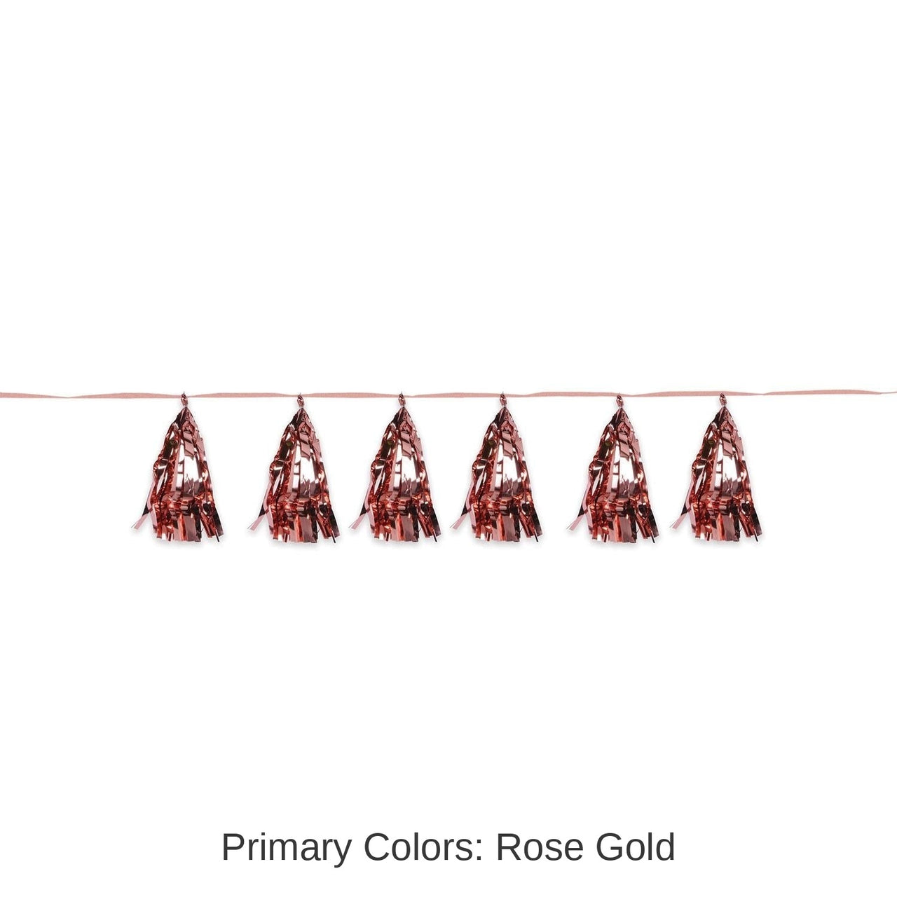 12 Pack Bulk Metallic Party Tassel Garland - rose gold