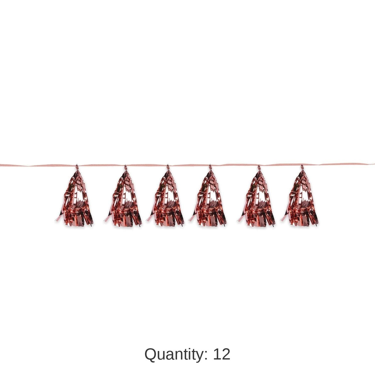 12 Pack Bulk Metallic Party Tassel Garland - rose gold