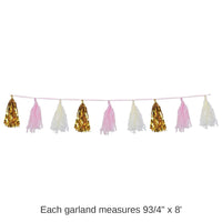12 Pack Bulk Metallic/Tissue Tassel Garland - pink