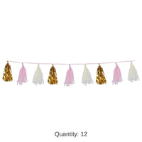 12 Pack Bulk Metallic/Tissue Tassel Garland - pink