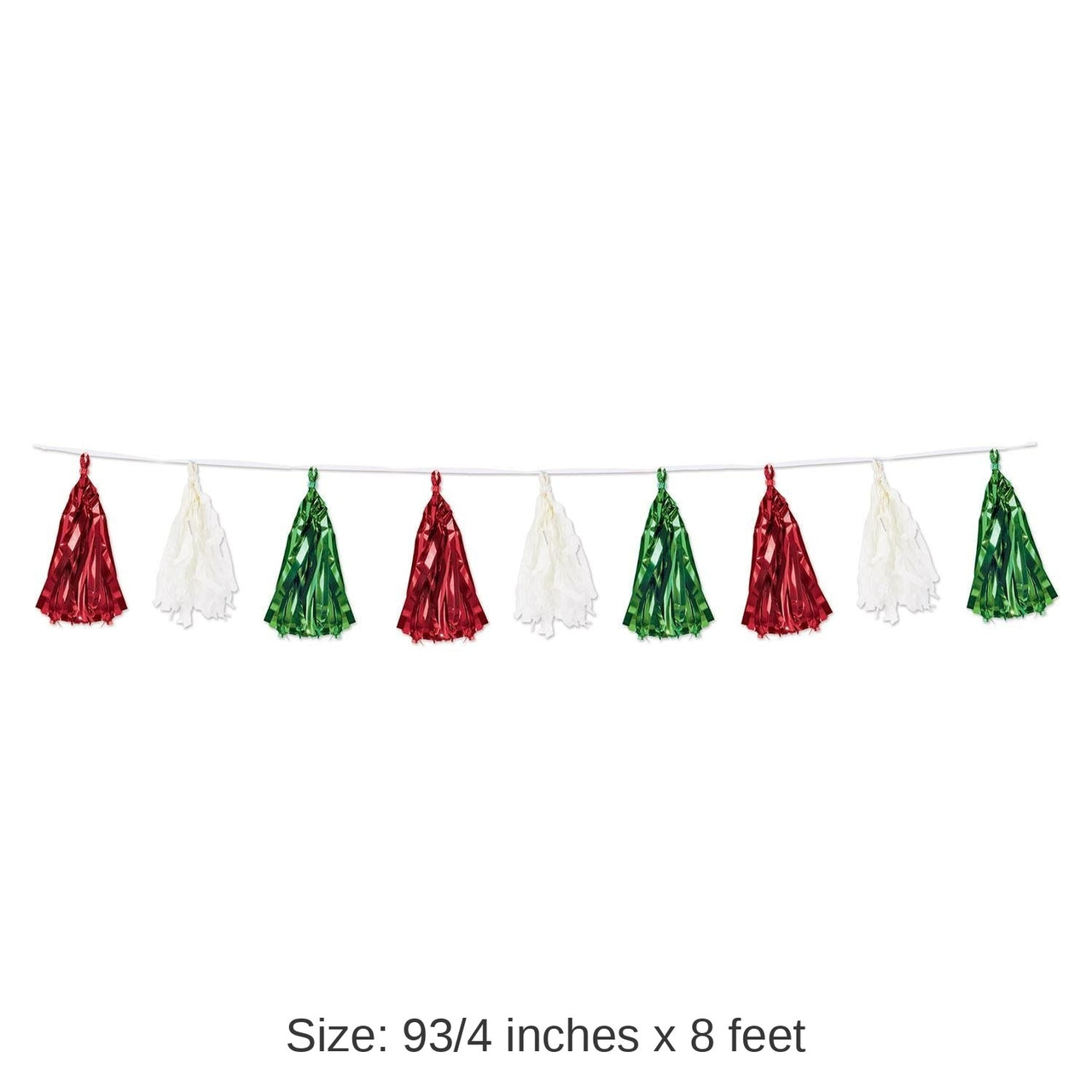12 Pack Bulk Fiesta Metallic/Tissue Tassel Garland - red - white - green