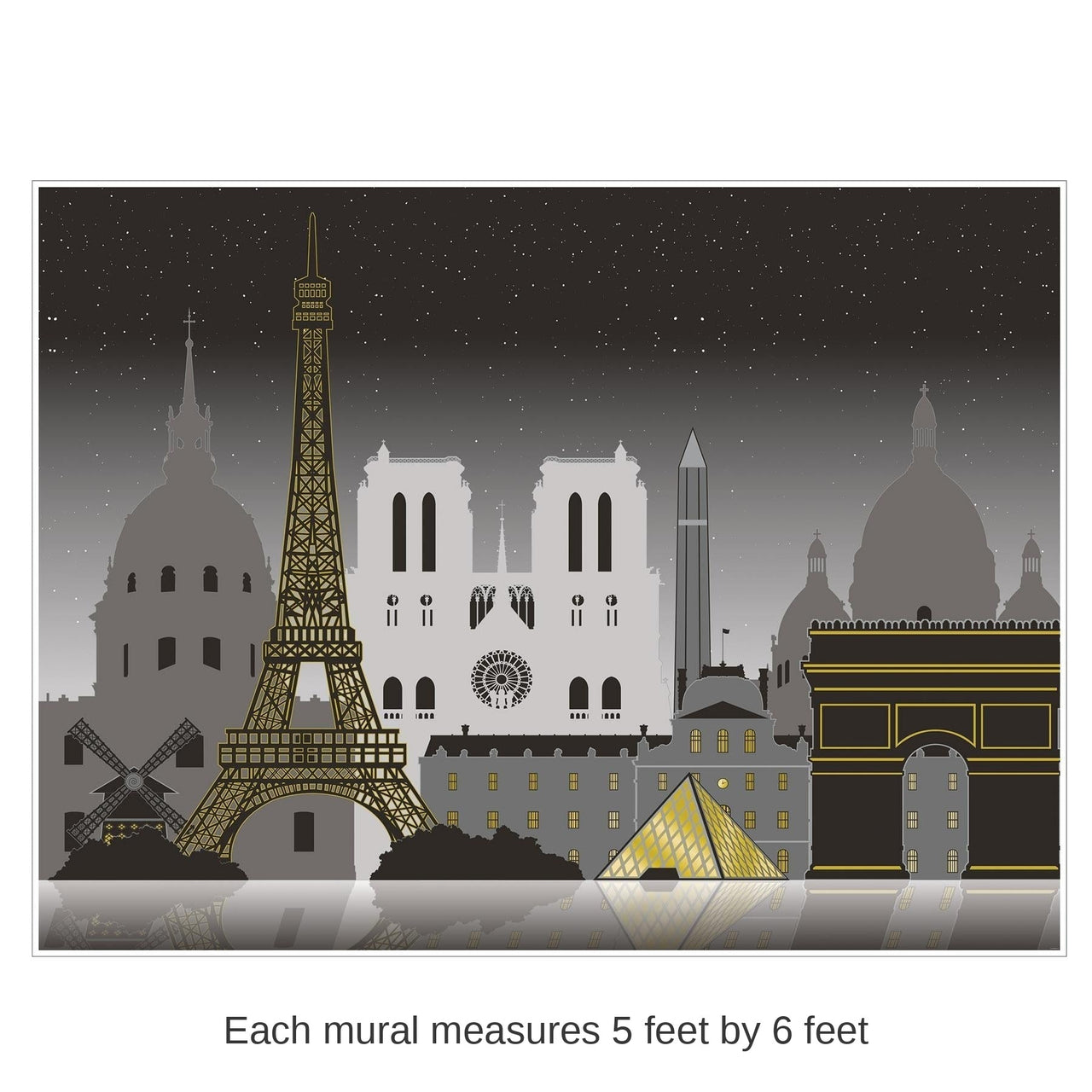 6 Pack Bulk Paris Cityscape Party Insta-Mural